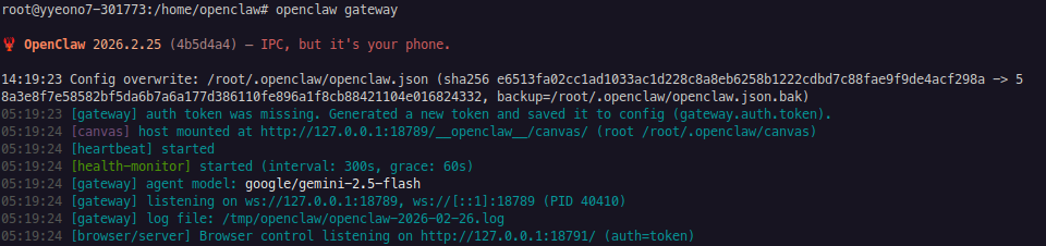 실행 시 Gemini 2.5 Flash 모델로 변경되었는지 확인하기