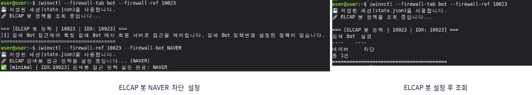 IWINV CLI ELCAP 방화벽 관리 예시